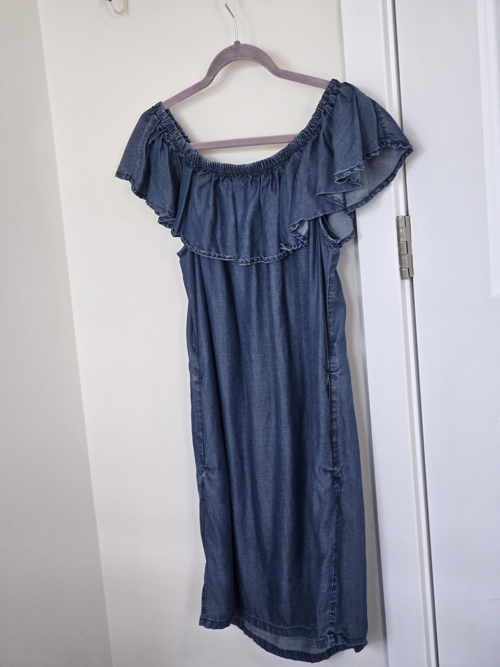 Tommy Bahama Chambray Blue Midi Dress with pockets!